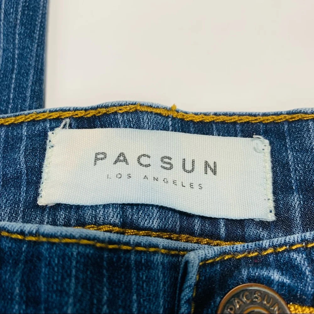 Pacsun jeans jeggings high rise striped dark wash stretchy women size 25 - Picture 2 of 10